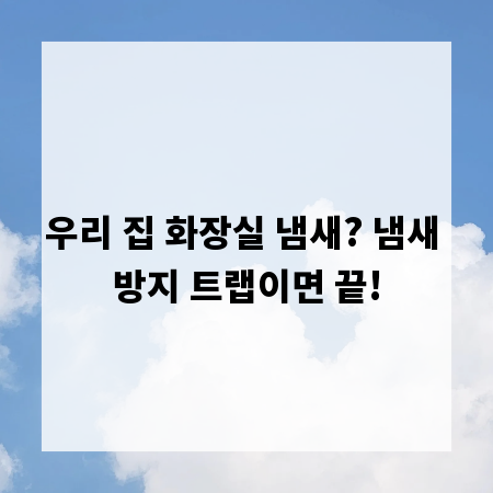 우리 집 화장실 냄새? 냄새 방지 트랩이면 끝!