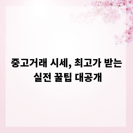 중고거래 시세, 최고가 받는 실전 꿀팁 대공개