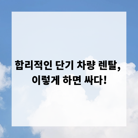 합리적인 단기 차량 렌탈, 이렇게 하면 싸다!