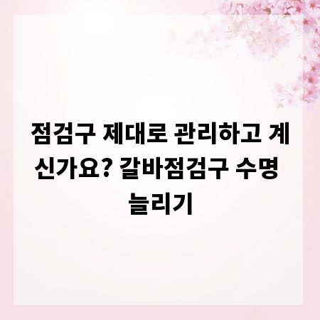 점검구 제대로 관리하고 계신가요? 갈바점검구 수명 늘리기