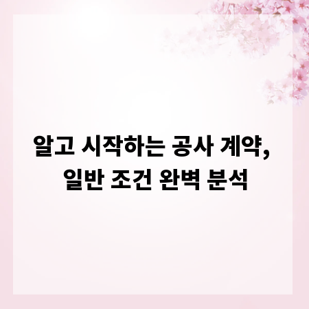 알고 시작하는 공사 계약, 일반 조건 완벽 분석