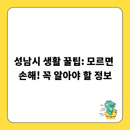 성남시 생활 꿀팁: 모르면 손해! 꼭 알아야 할 정보