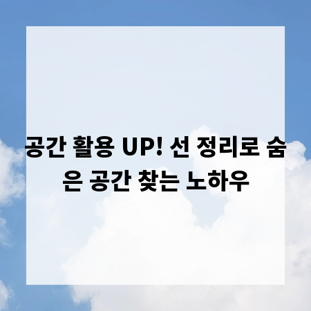 공간 활용 UP! 선 정리로 숨은 공간 찾는 노하우