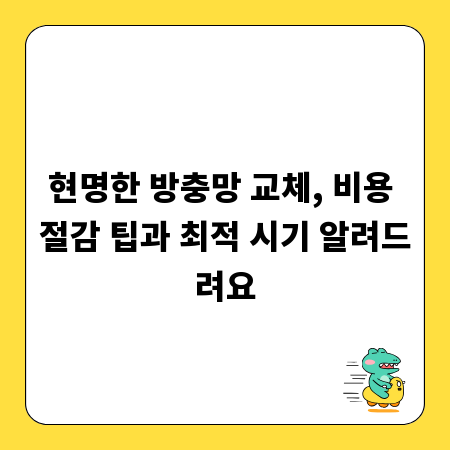 현명한 방충망 교체, 비용 절감 팁과 최적 시기 알려드려요