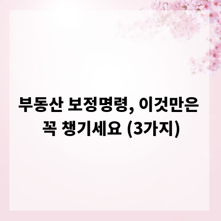 부동산 보정명령, 이것만은 꼭 챙기세요 (3가지)