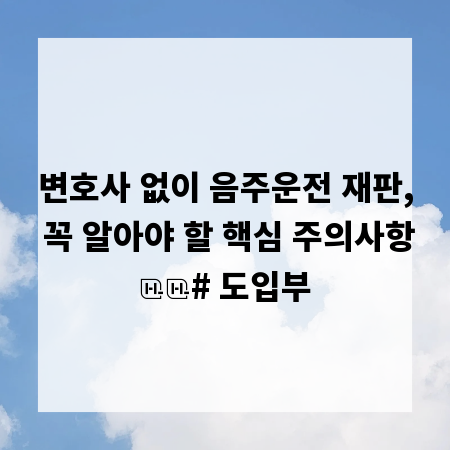 변호사 없이 음주운전 재판, 꼭 알아야 할 핵심 주의사항

# 도입부