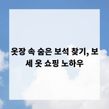 옷장 속 숨은 보석 찾기, 보세 옷 쇼핑 노하우