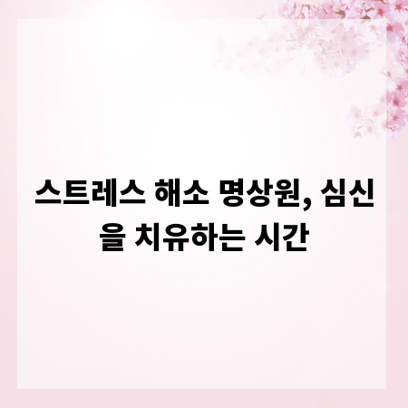 스트레스 해소 명상원, 심신을 치유하는 시간