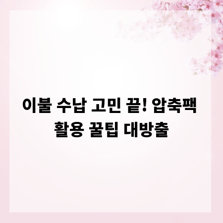 이불 수납 고민 끝! 압축팩 활용 꿀팁 대방출