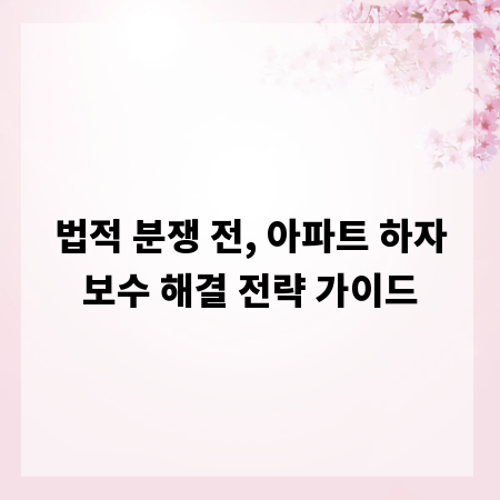 법적 분쟁 전, 아파트 하자보수 해결 전략 가이드