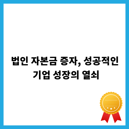 법인 자본금 증자, 성공적인 기업 성장의 열쇠