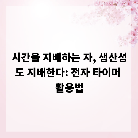 시간을 지배하는 자, 생산성도 지배한다: 전자 타이머 활용법