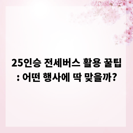 25인승 전세버스 활용 꿀팁: 어떤 행사에 딱 맞을까?