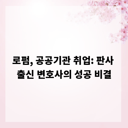 로펌, 공공기관 취업: 판사 출신 변호사의 성공 비결