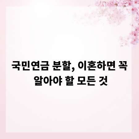 국민연금 분할, 이혼하면 꼭 알아야 할 모든 것