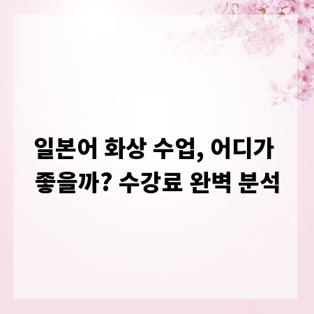 일본어 화상 수업, 어디가 좋을까? 수강료 완벽 분석