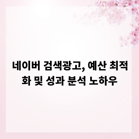 네이버 검색광고, 예산 최적화 및 성과 분석 노하우