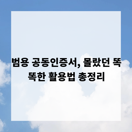 범용 공동인증서, 몰랐던 똑똑한 활용법 총정리