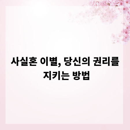 사실혼 이별, 당신의 권리를 지키는 방법