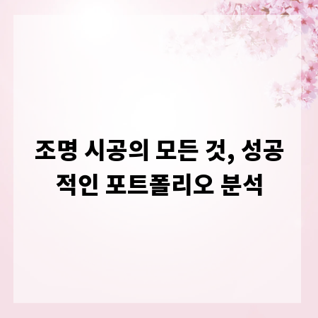 조명 시공의 모든 것, 성공적인 포트폴리오 분석