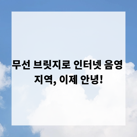 무선 브릿지로 인터넷 음영 지역, 이제 안녕!
