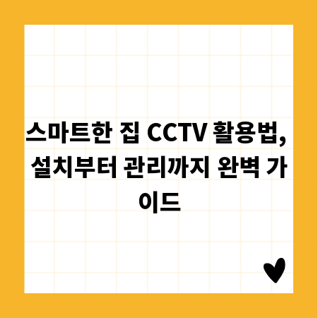 스마트한 집 CCTV 활용법, 설치부터 관리까지 완벽 가이드