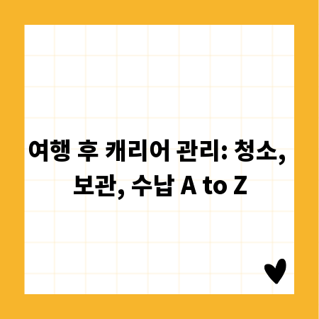 여행 후 캐리어 관리: 청소, 보관, 수납 A to Z