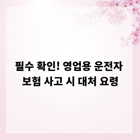 필수 확인! 영업용 운전자 보험 사고 시 대처 요령