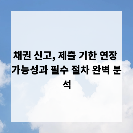 채권 신고, 제출 기한 연장 가능성과 필수 절차 완벽 분석