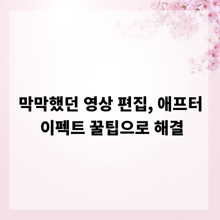 막막했던 영상 편집, 애프터 이펙트 꿀팁으로 해결