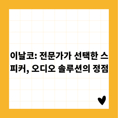 이날코: 전문가가 선택한 스피커, 오디오 솔루션의 정점