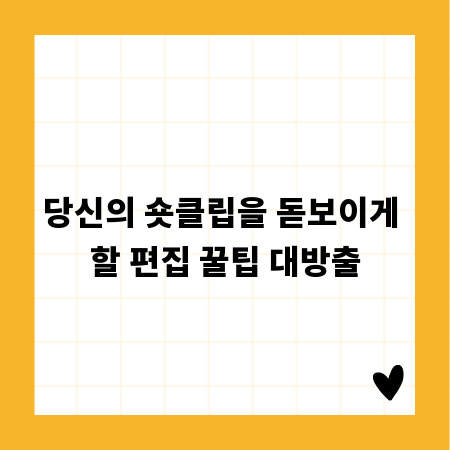 당신의 숏클립을 돋보이게 할 편집 꿀팁 대방출
