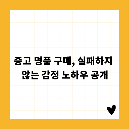 중고 명품 구매, 실패하지 않는 감정 노하우 공개