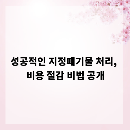 성공적인 지정폐기물 처리, 비용 절감 비법 공개
