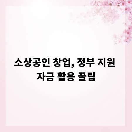 소상공인 창업, 정부 지원 자금 활용 꿀팁