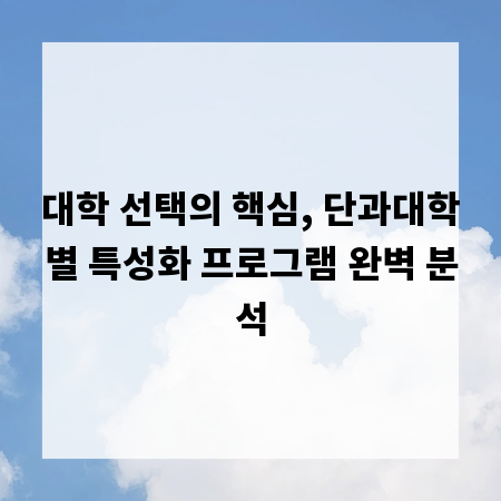대학 선택의 핵심, 단과대학별 특성화 프로그램 완벽 분석
