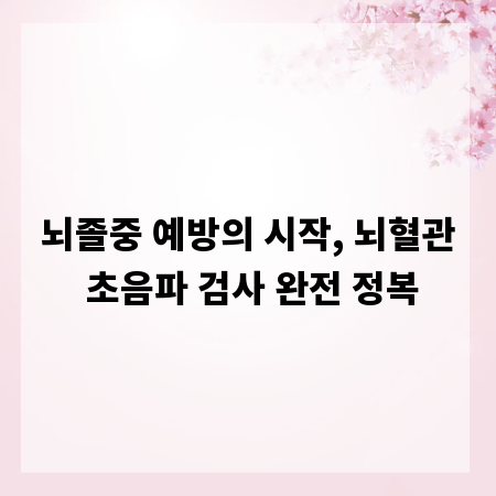 뇌졸중 예방의 시작, 뇌혈관 초음파 검사 완전 정복