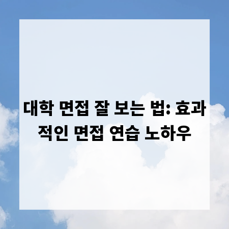 대학 면접 잘 보는 법: 효과적인 면접 연습 노하우