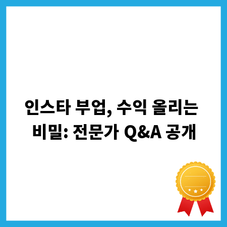 인스타 부업, 수익 올리는 비밀: 전문가 Q&A 공개