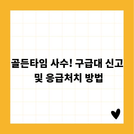 골든타임 사수! 구급대 신고 및 응급처치 방법