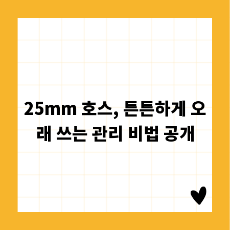 25mm 호스, 튼튼하게 오래 쓰는 관리 비법 공개