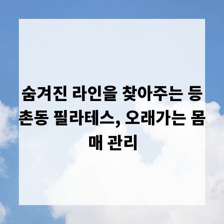 숨겨진 라인을 찾아주는 등촌동 필라테스, 오래가는 몸매 관리