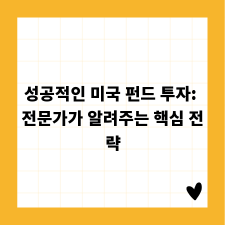 성공적인 미국 펀드 투자: 전문가가 알려주는 핵심 전략