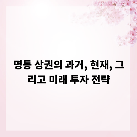 명동 상권의 과거, 현재, 그리고 미래 투자 전략