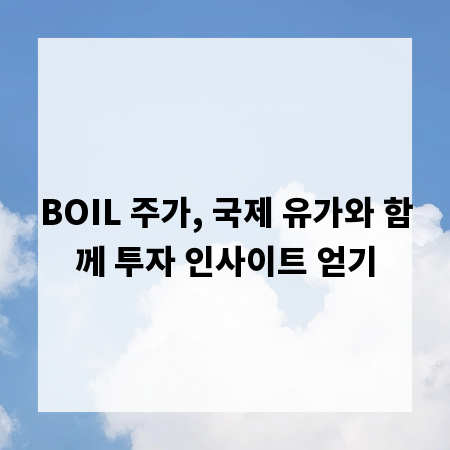 BOIL 주가, 국제 유가와 함께 투자 인사이트 얻기