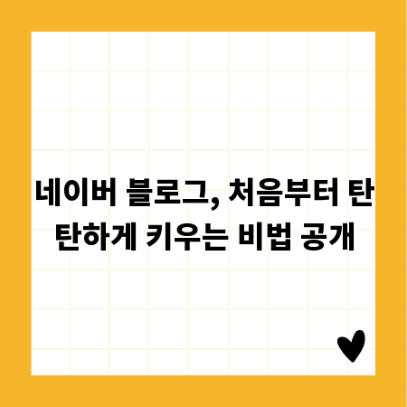 네이버 블로그, 처음부터 탄탄하게 키우는 비법 공개