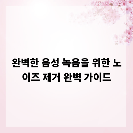완벽한 음성 녹음을 위한 노이즈 제거 완벽 가이드