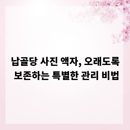 납골당 사진 액자, 오래도록 보존하는 특별한 관리 비법