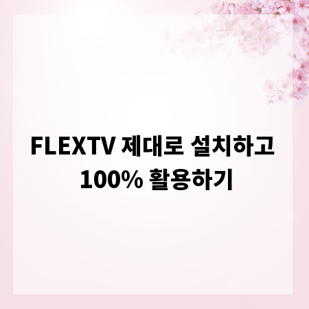 FLEXTV 제대로 설치하고 100% 활용하기