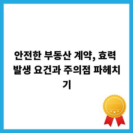 안전한 부동산 계약, 효력 발생 요건과 주의점 파헤치기